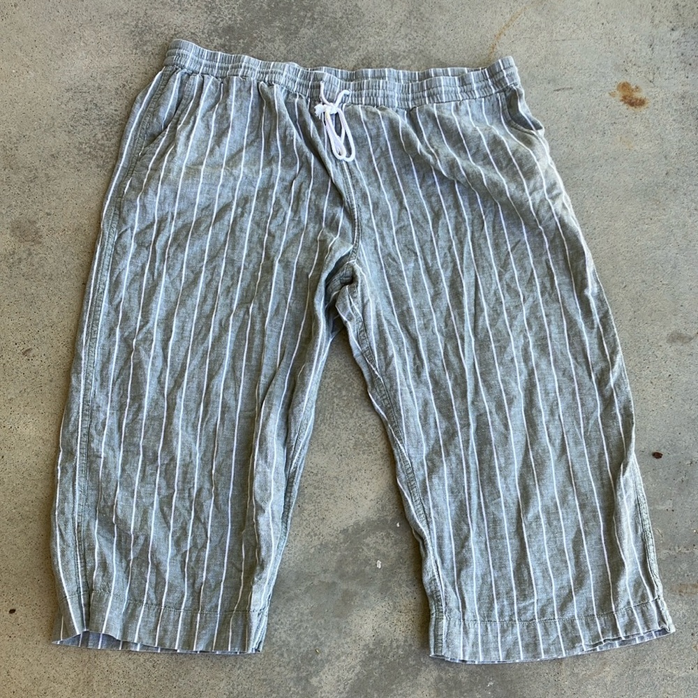 Casual Gray Striped Women's Pants